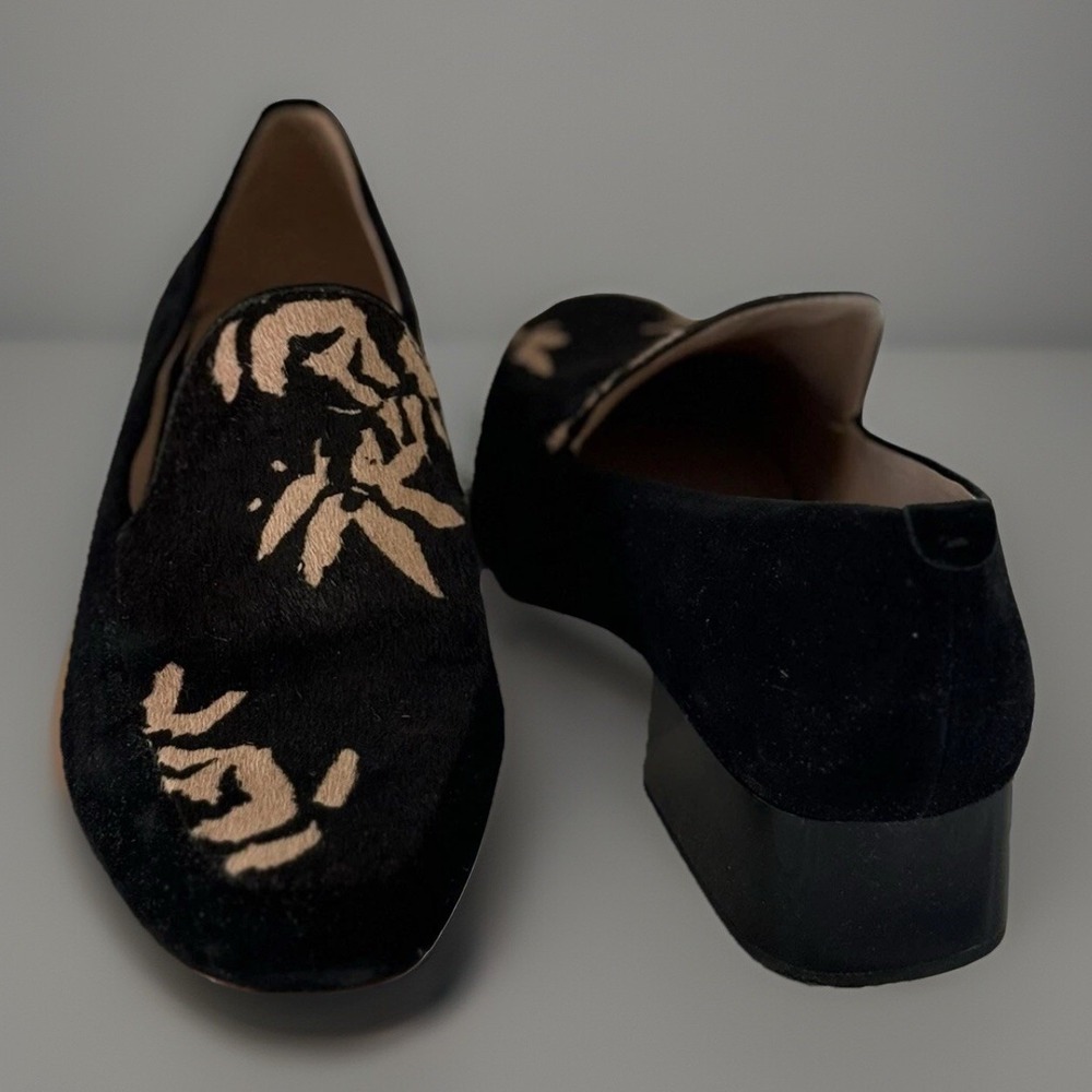 Women's 11 M AD & Daughters Black Hair-Calf Suede Leather Shoes‎ Loafers NEW - Picture 3 of 9